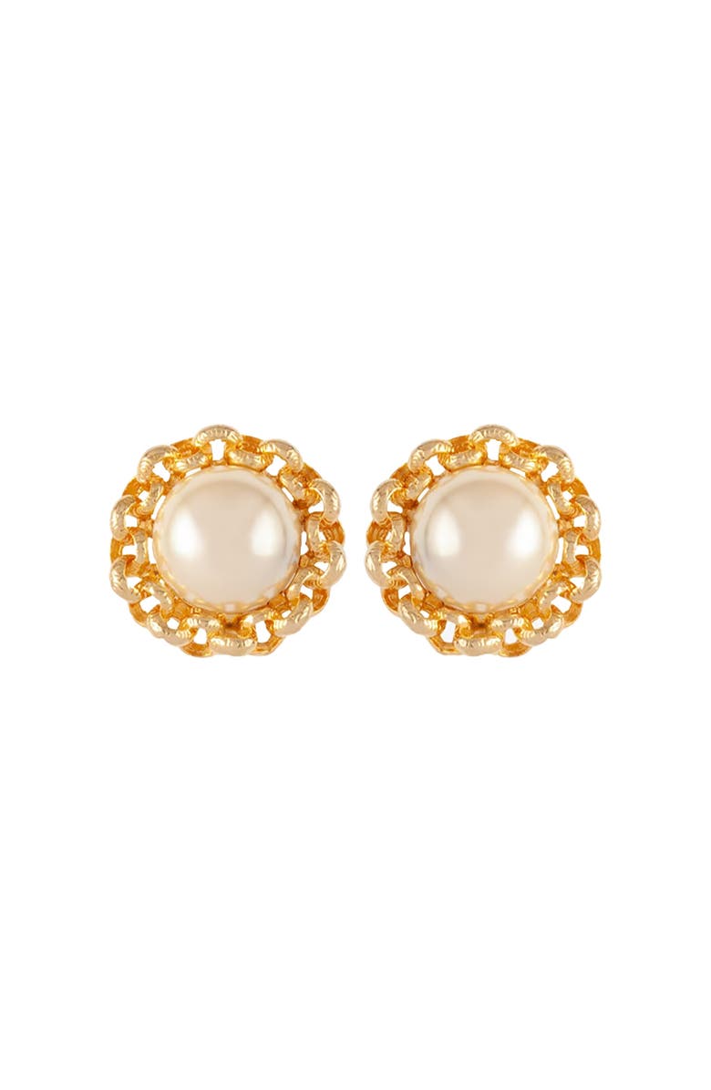 Susan Caplan 1990s Vintage Faux Pearl Clip-On Earrings, Main, color, Clip-On