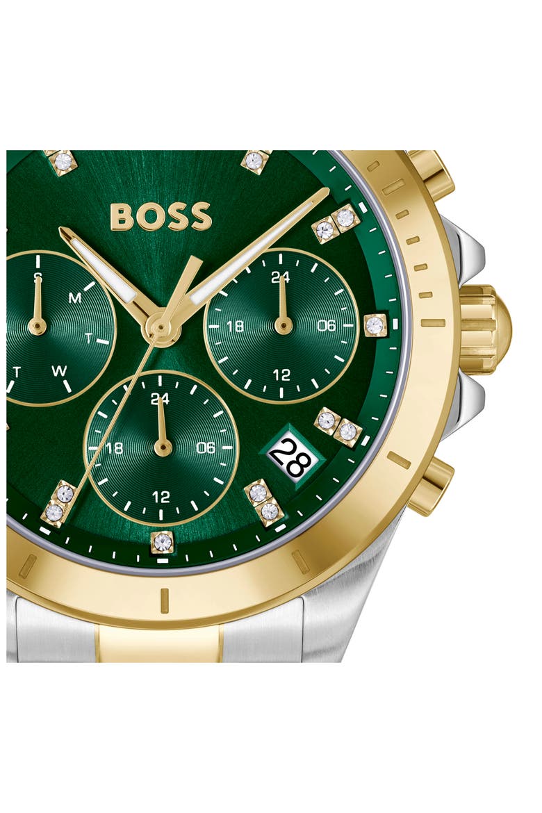 Alley Chronograph Bracelet Watch, 36mm, Alternate, color, GREEN/ TWO TONE