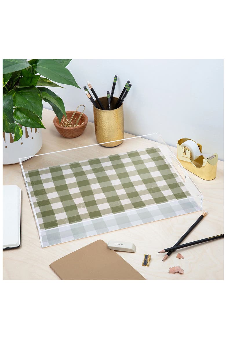 Menina Lisboa Plaid Acrylic Tray, Alternate, color, GREEN