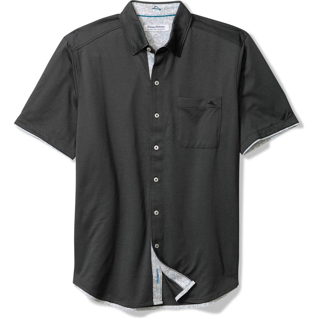 Tommy Bahama San Lucio Tri Leaf Geo Happy Hour Islandzone® Button-up Shirt In Black