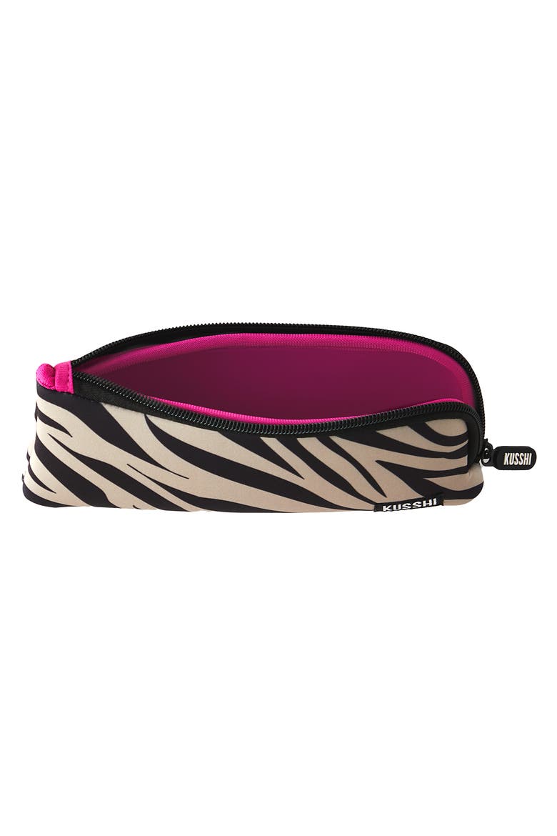 Cosmetics Pencil Case, Alternate, color, Zebra/Fuschia