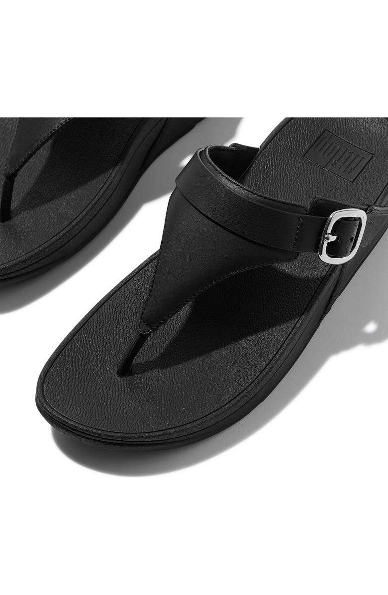 FitFlop Lulu Adjustable leather toe-post sandals, Alternate, color, All Black