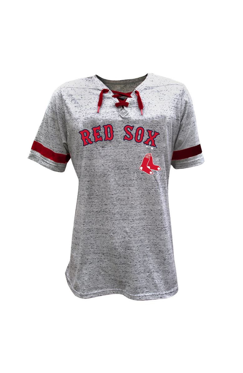 PROFILE Women's Profile Heather Gray Boston Red Sox Lace-Up Fleck T-Shirt, Alternate, color, 