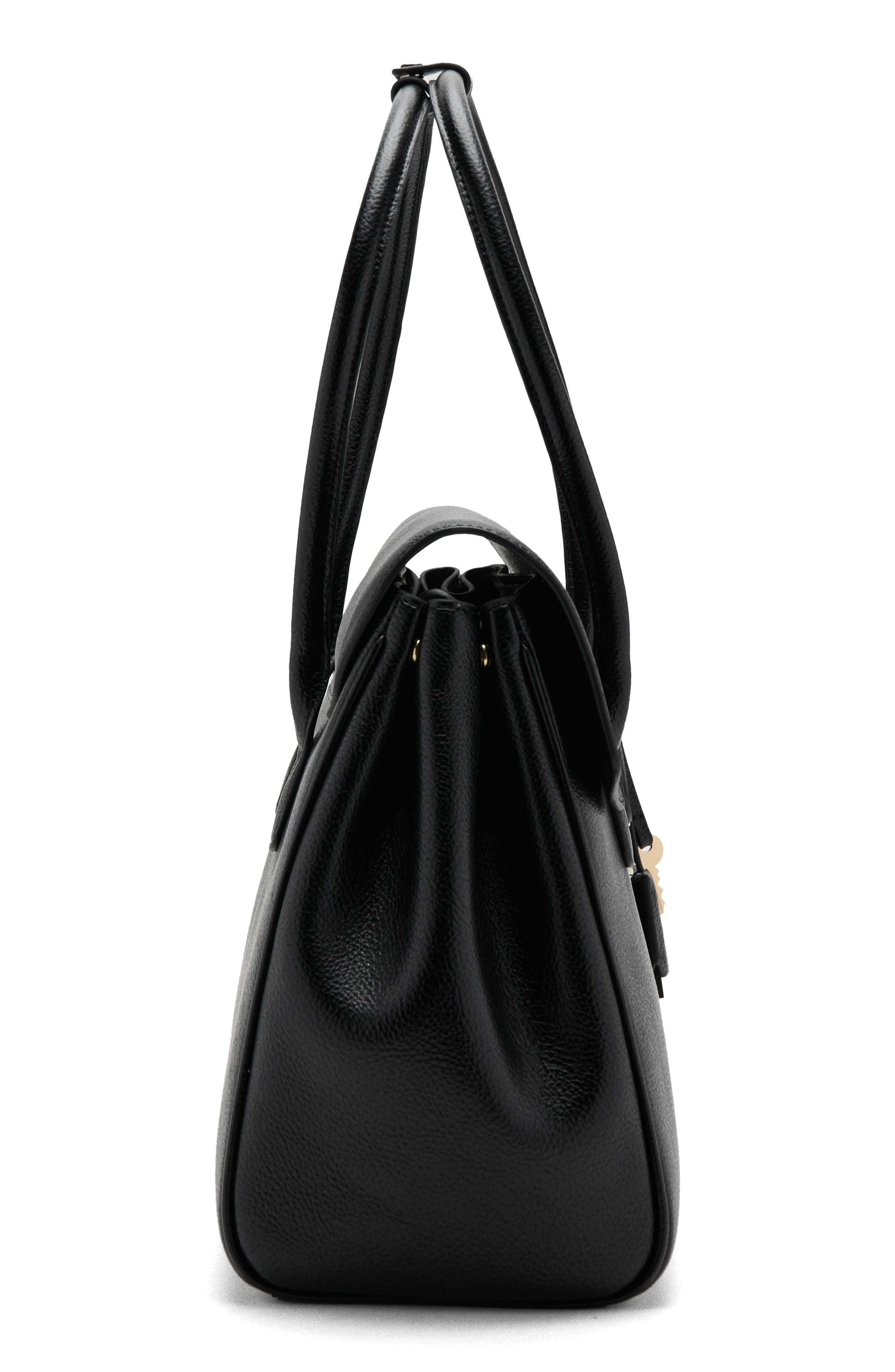 MANGO Medium City Faux Leather Satchel, Alternate, color, Black