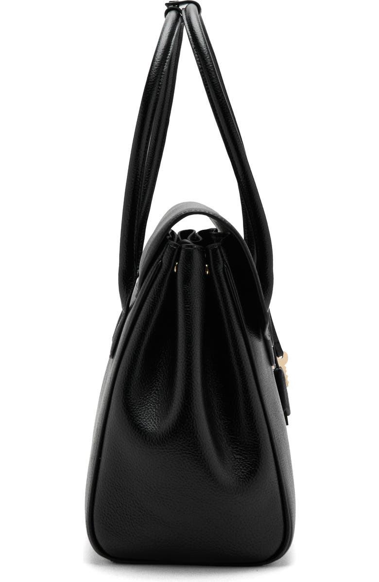 MANGO Medium City Faux Leather Satchel, Alternate, color, Black