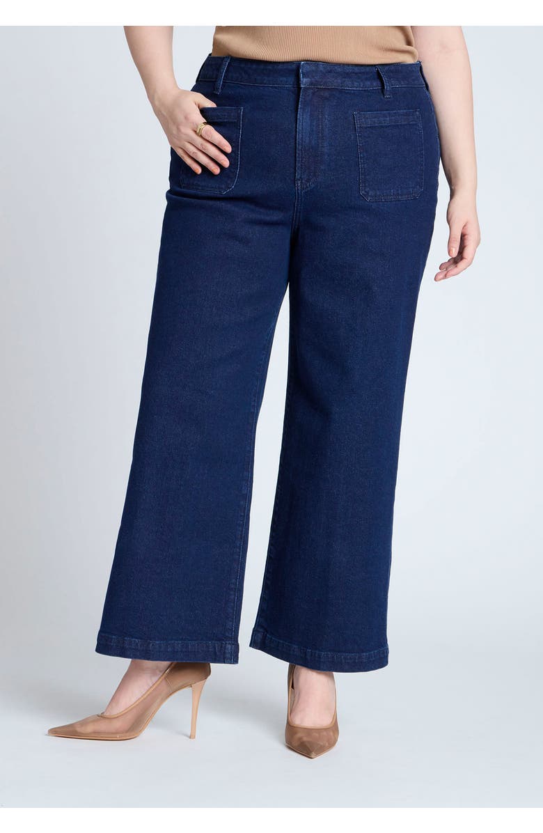 ELOQUII Petite The Trouser Jean, Alternate, color, True Dark Rinse Denim
