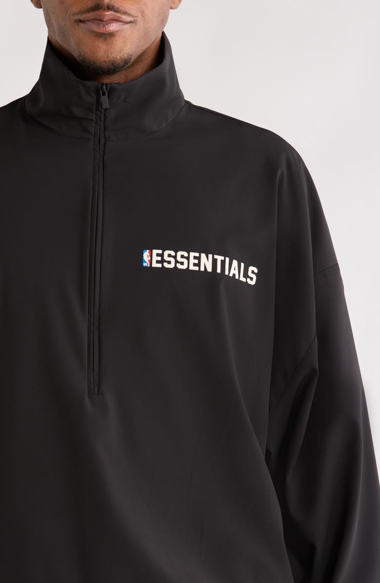 Fear of God Essentials x NBA Half Zip Track Jacket, Alternate, color, Black