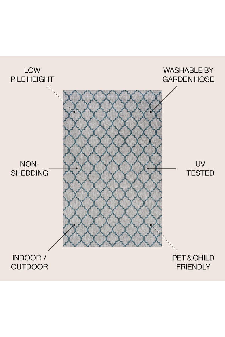 Galon Filigree Indoor/Outdoor Area Rug, Alternate, color, Gray/Teal