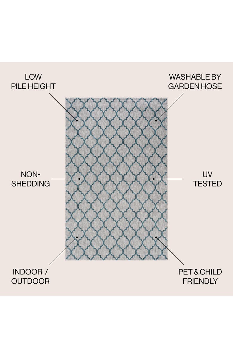 JONATHAN Y Galon Filigree Indoor/Outdoor Area Rug, Alternate, color, Gray/Teal