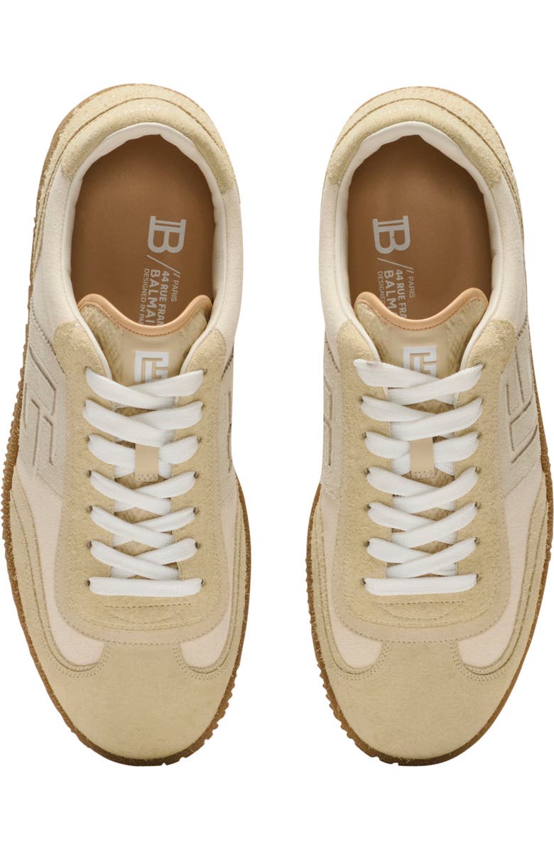 Balmain Swan trainers in suede, aged suede and canvas, Alternate, color, Beige