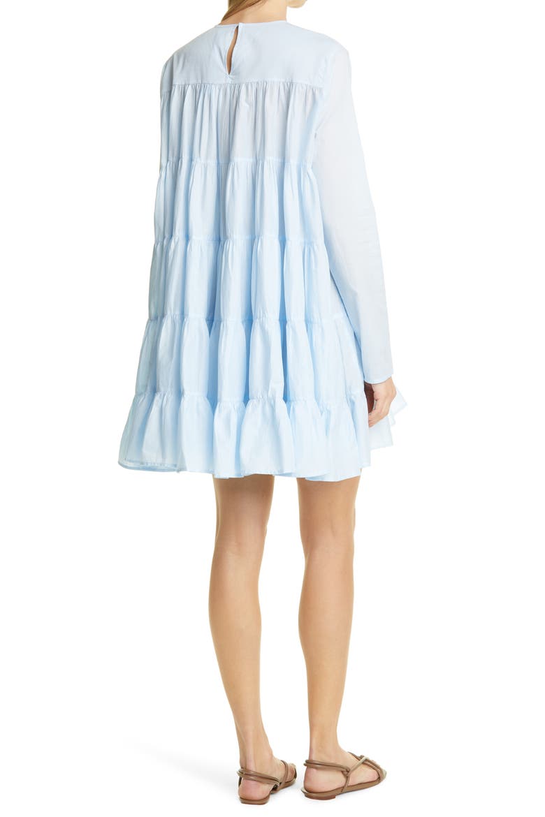 Soliman Tiered Long Sleeve Babydoll Dress, Alternate, color, LIGHT BLUE