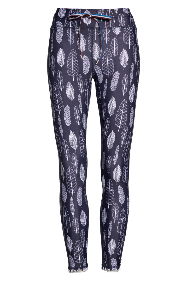 Gypsy Feather Ankle Leggings, Alternate, color, INDIGO/WHITE