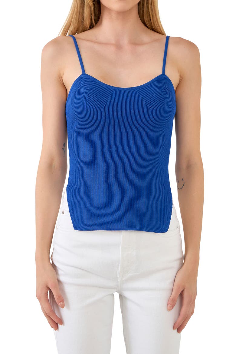 Ribbed Corset Camisole, Main, color, BLUE