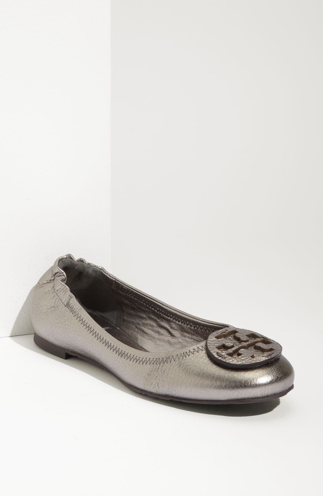 Tory Burch 'Reva' Metallic Tumbled Flat, Main, color, 