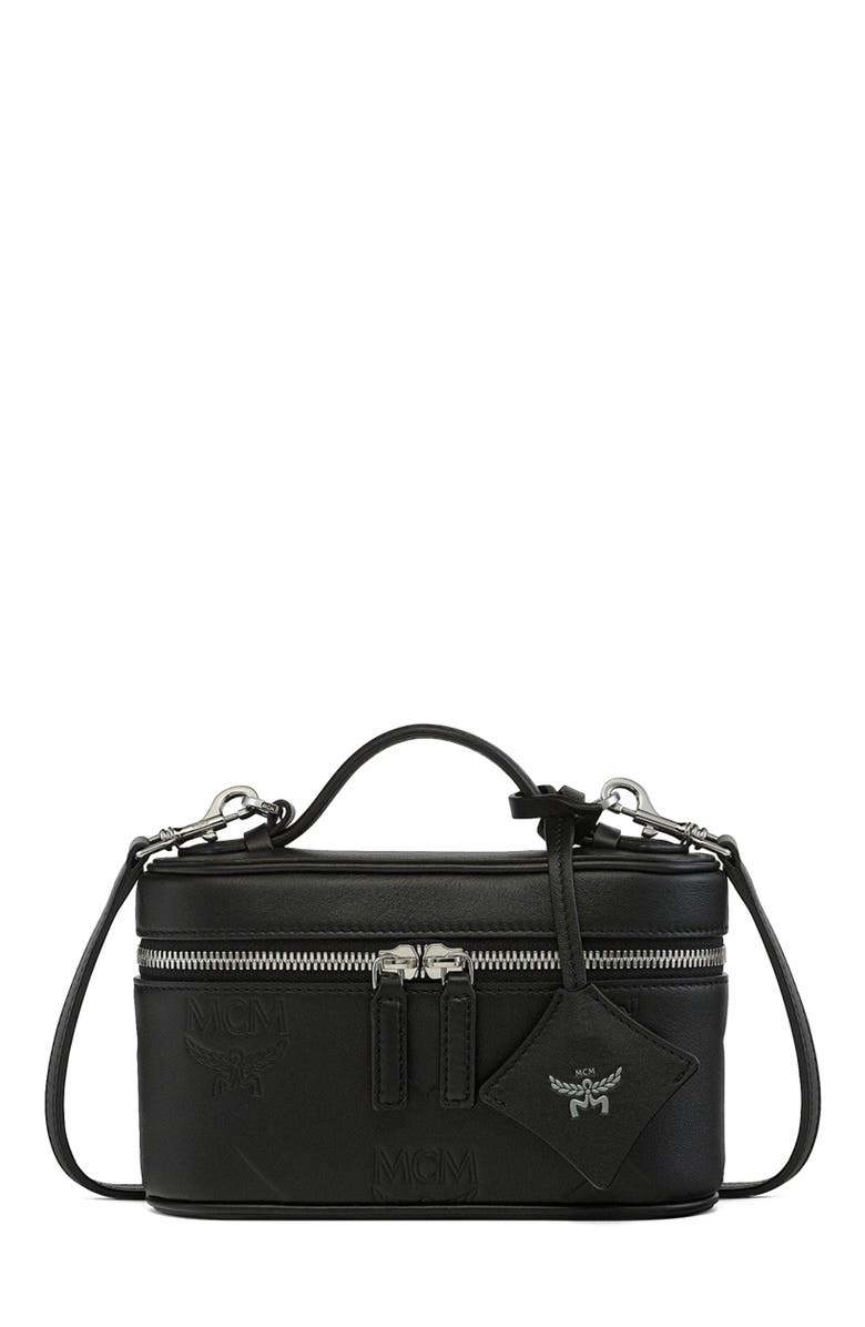 MCM Aren Vanity Case in Maxi Monogram Leather, Main, color, Black