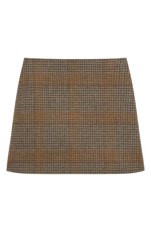 Theory Plaid Wool & Cashmere Miniskirt In Brown