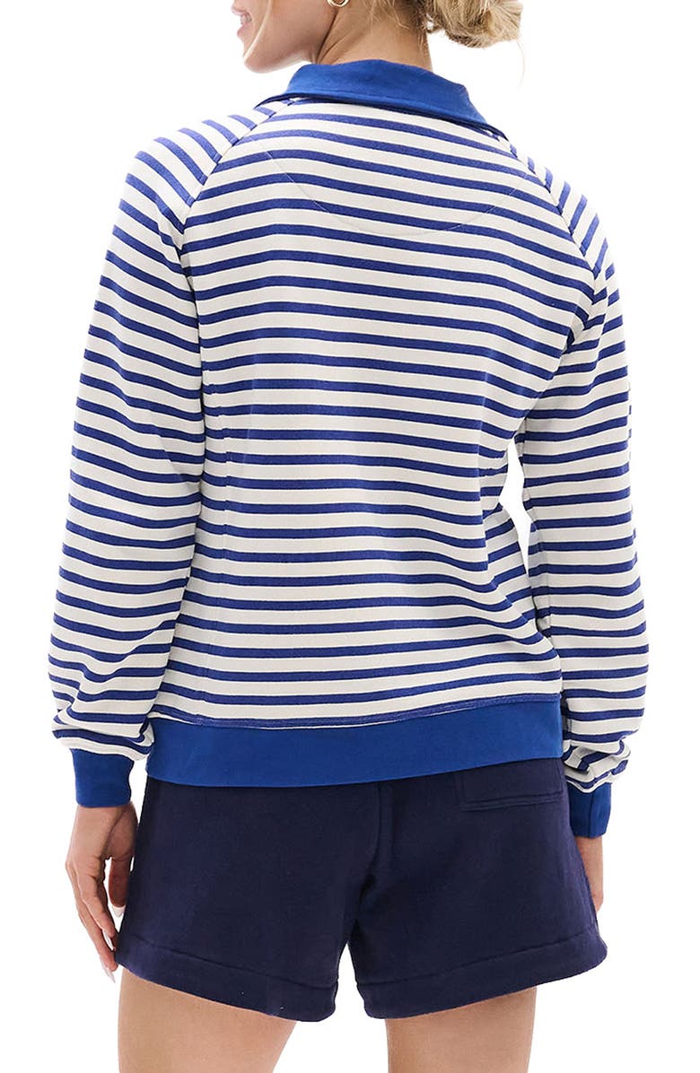 Hatley Mezarine Stripe Quarter Zip Sweatshirt, Alternate, color, Mazarine