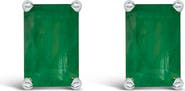 Haus of Brilliance 14K Gold 6x4MM Emerald Shaped Gemstone Solitaire Stud Earrings