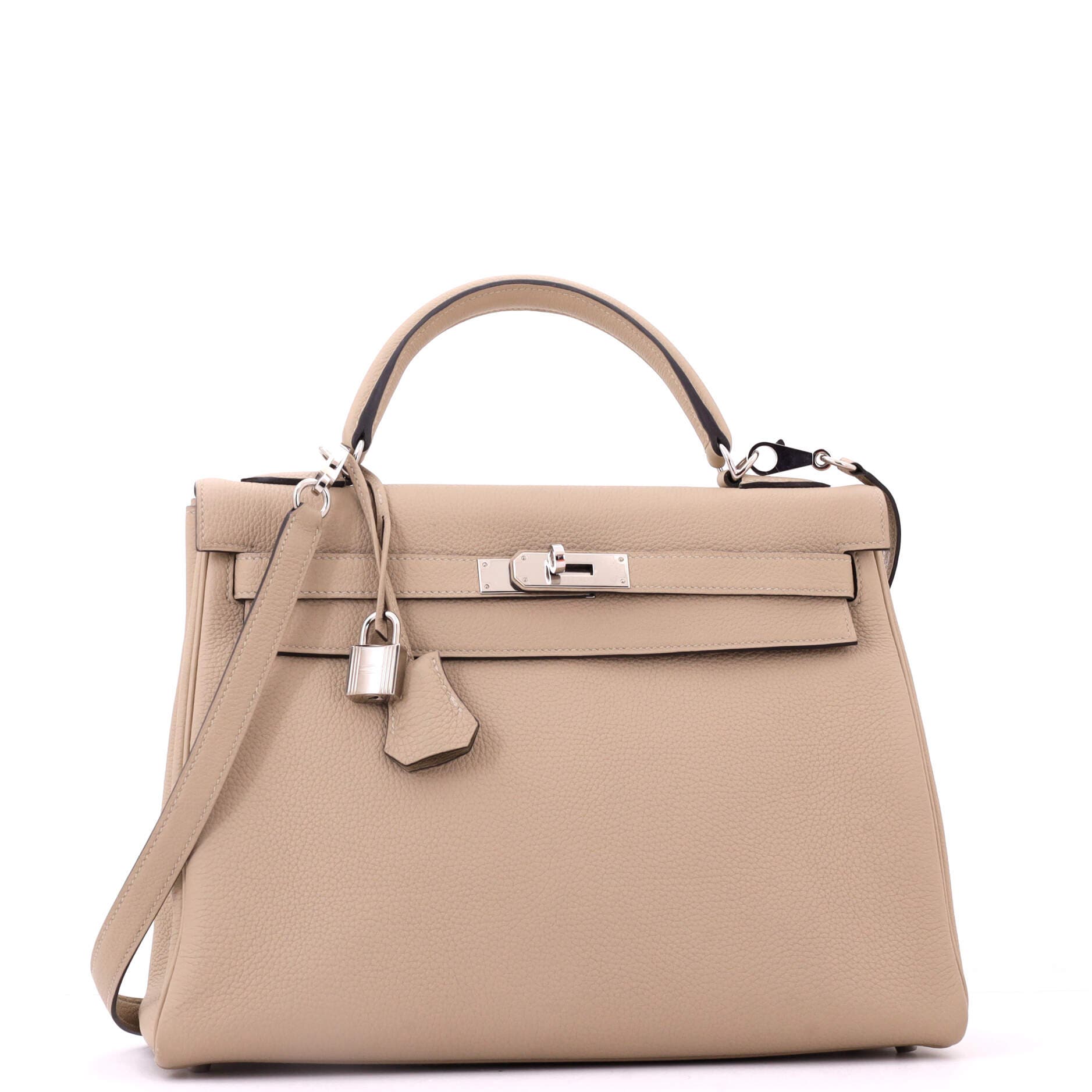Pre-Owned Hermes Kelly Handbag Light Togo with Palladium Hardware 32, Alternate, color, Trench