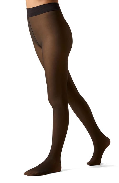 Memoi Sheer Illusion Thermal Tights In Gold