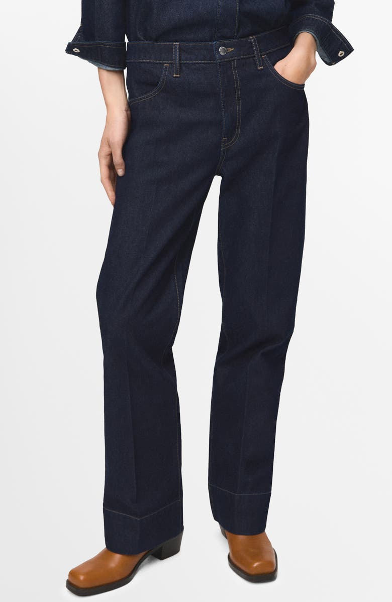 MANGO Straight Leg Jeans, Main, color, Dark Blue