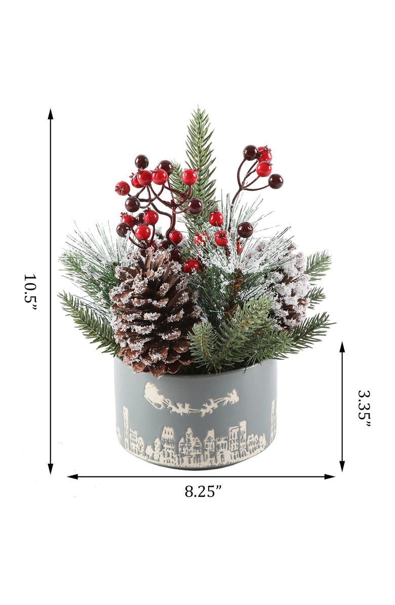 FLORA BUNDA Xmas Mix in 5" Gray Cityscape Ceramic Pot, Alternate, color, Grey