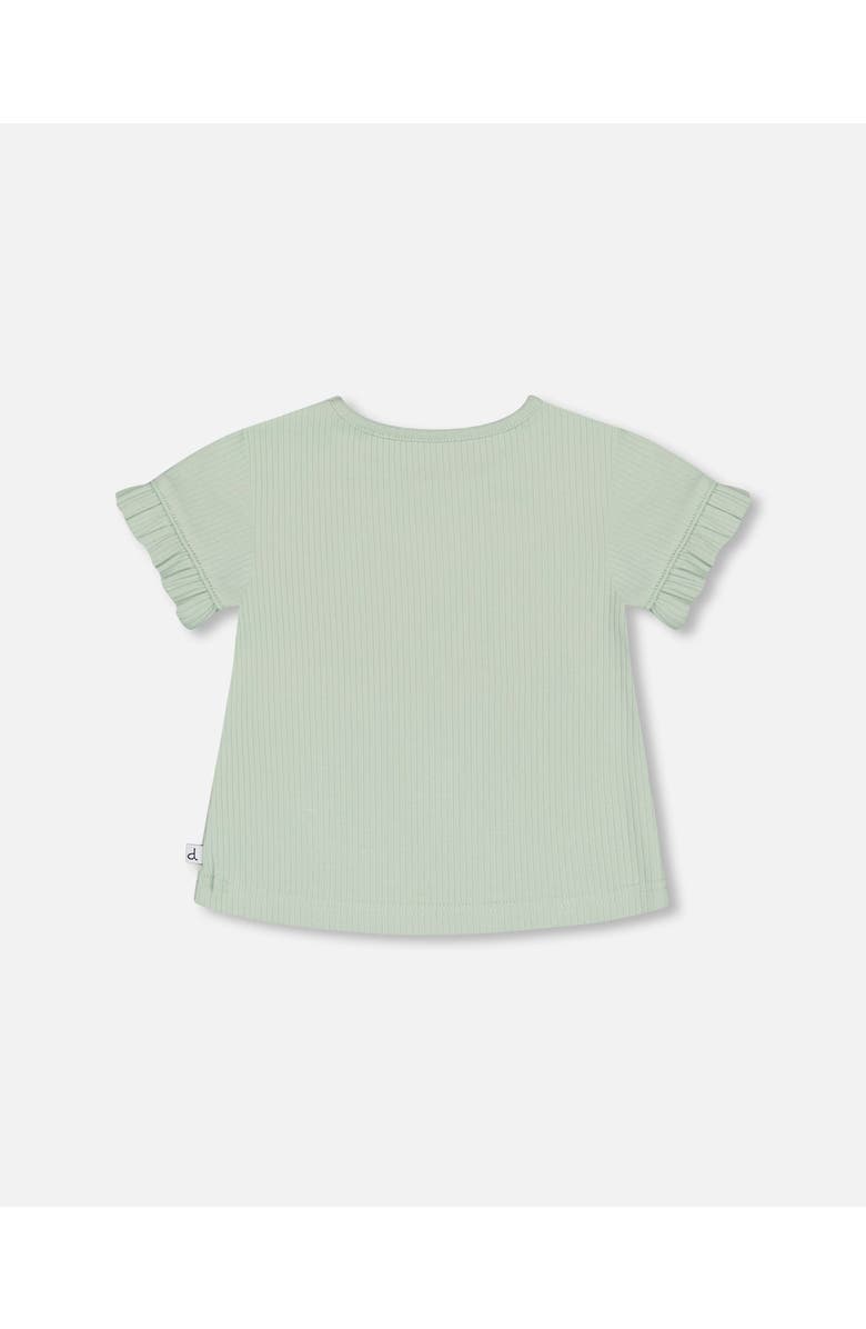 Deux par Deux Baby Girl's Rib Top With Print Frosty Green, Alternate, color, 
