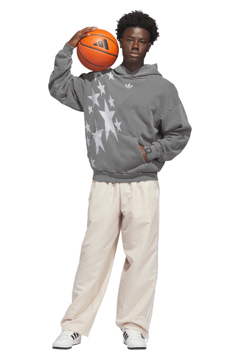 Oversize Star Cotton Fleece Graphic Hoodie, Alternate, color, GREY SIX