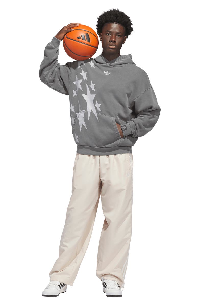 adidas Oversize Star Cotton Fleece Graphic Hoodie, Alternate, color, Grey Six
