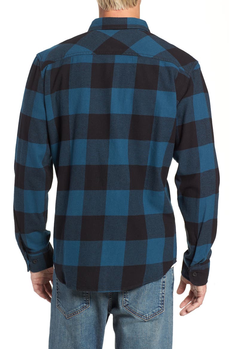 Bowery Buffalo Plaid Flannel Shirt, Alternate, color, BLACK/ TEAL