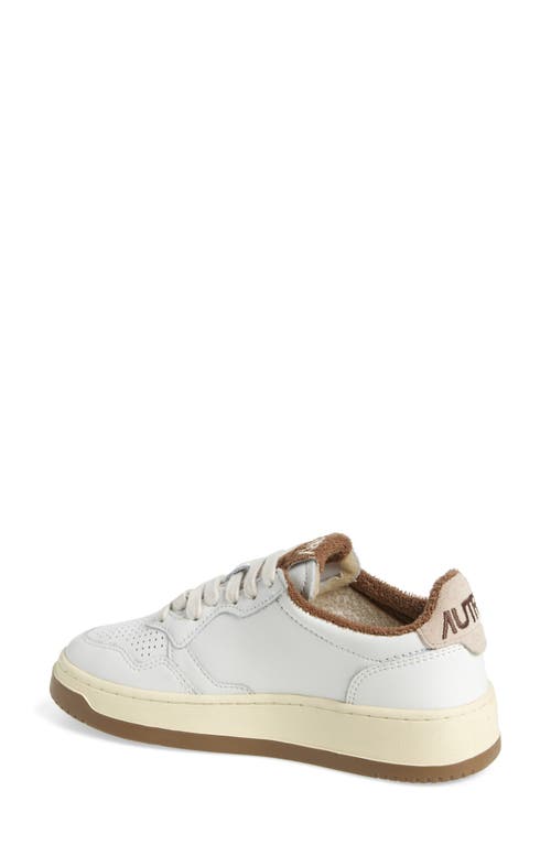 Autry Low Top Sneaker Perforated Detailing In Brown/white