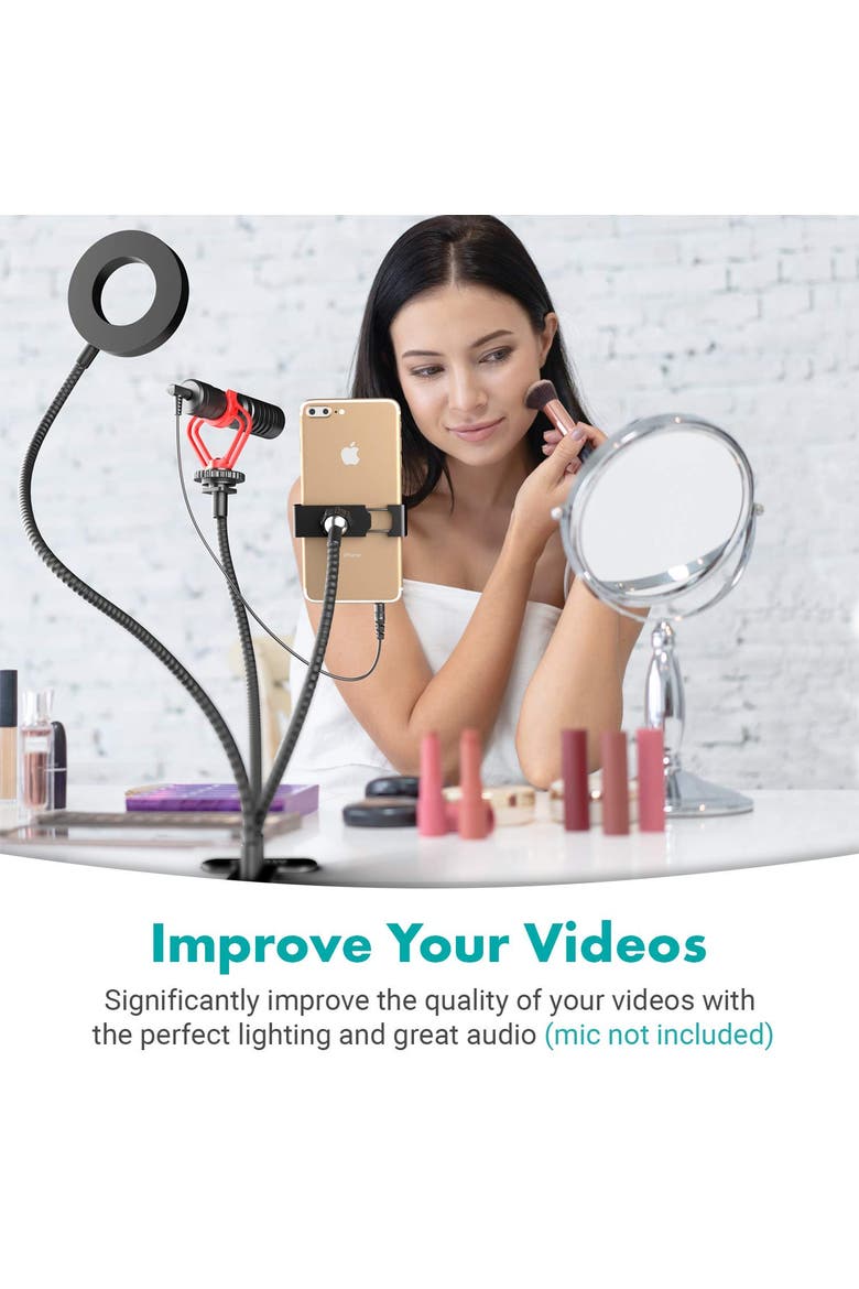 VGC-3 Selfie Ring Light Stand - Complete Mobile Studio, Alternate, color, Black