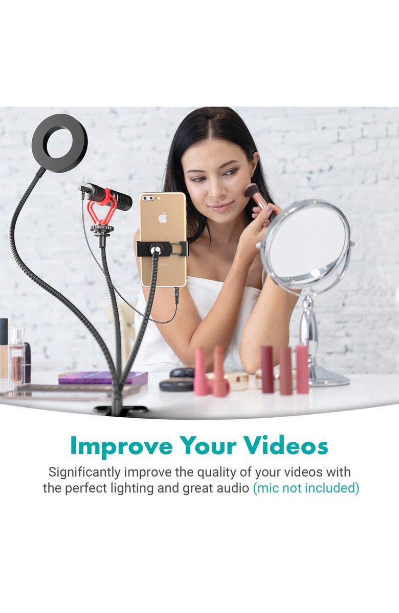 MOVO VGC-3 Selfie Ring Light Stand - Complete Mobile Studio, Alternate, color, Black