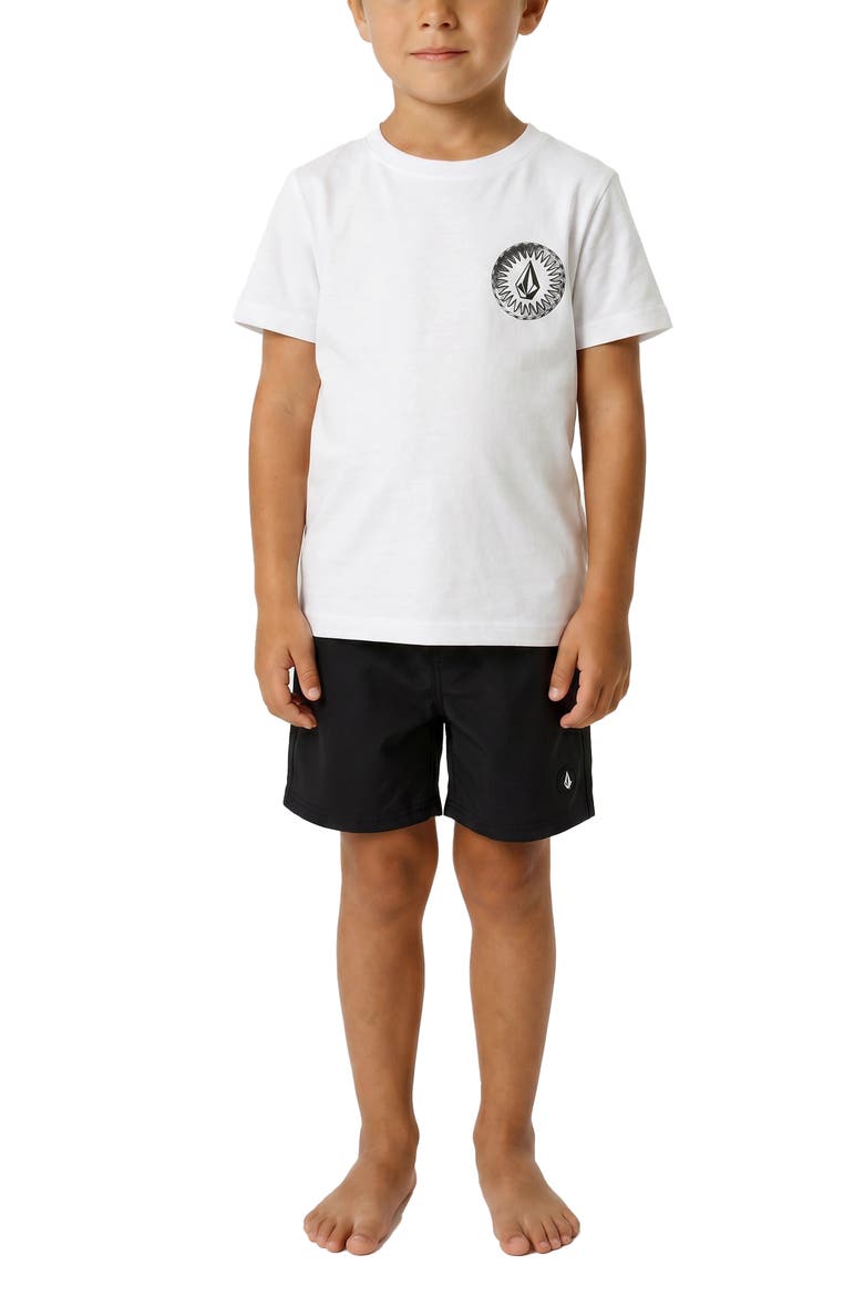 Kids' Ombré Stone Rashguard T-Shirt & Swim Shorts Set, Alternate, color, WHITE
