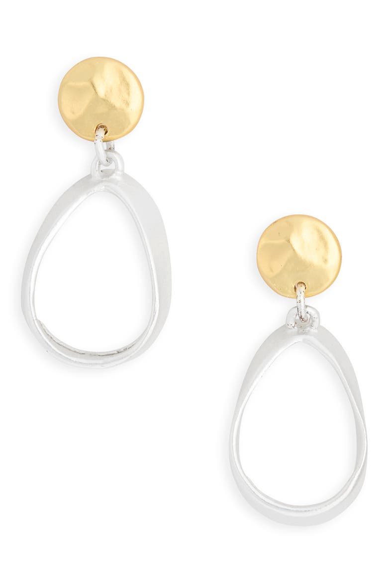 Two-Tone Teardrop Earrings, Main, color, MIXED METALS