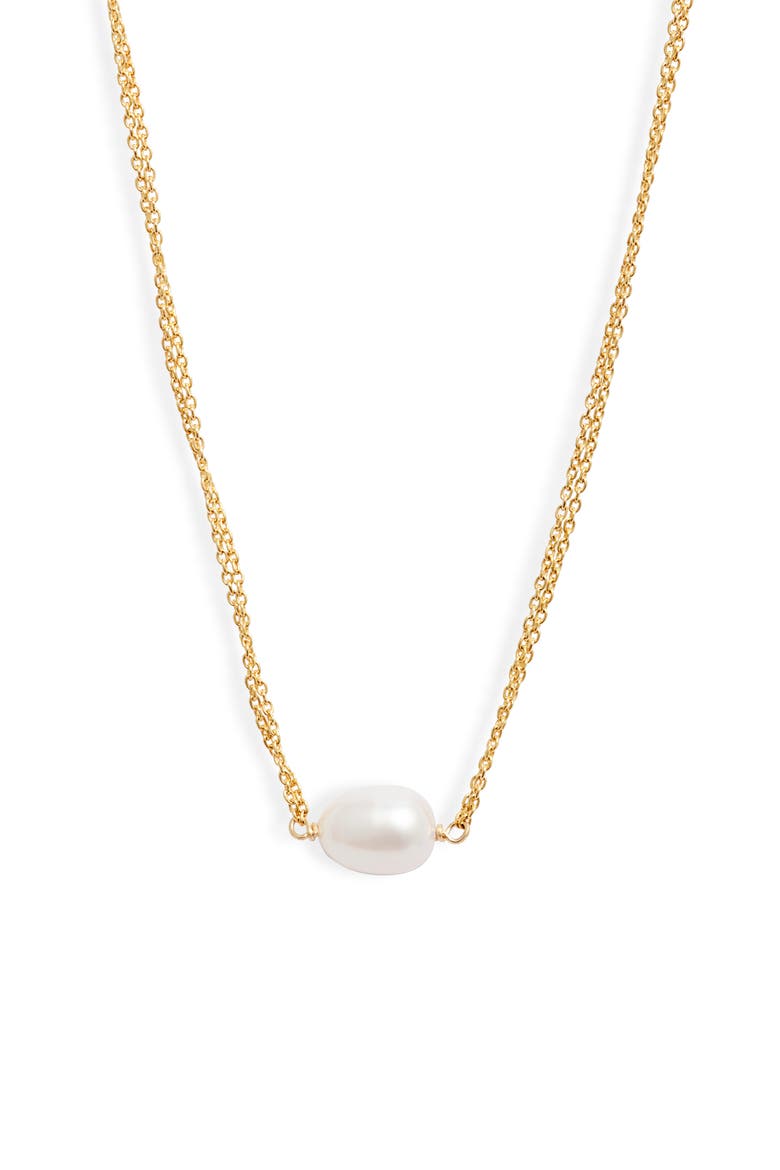 Double Chain Oval Pearl Necklace, Main, color, 14KYG