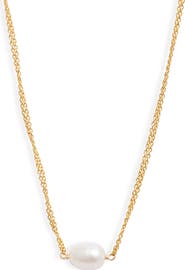 Poppy Finch Double Chain Oval Pearl Necklace