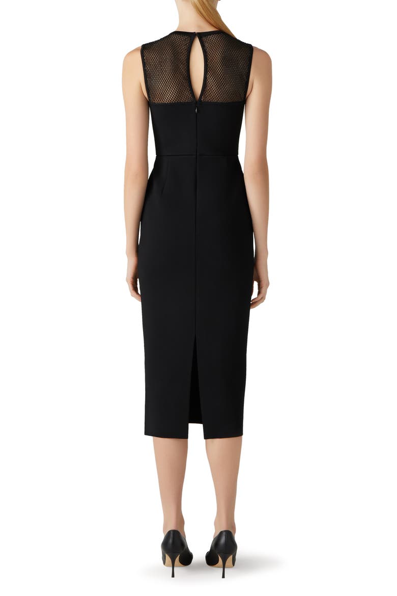 Shimmer Mesh & Milano Knit Midi Dress, Alternate, color, BLACK/ BLACK