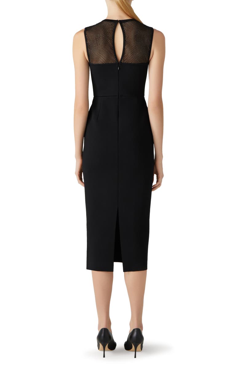 St. John Evening Shimmer Mesh & Milano Knit Midi Dress, Alternate, color,