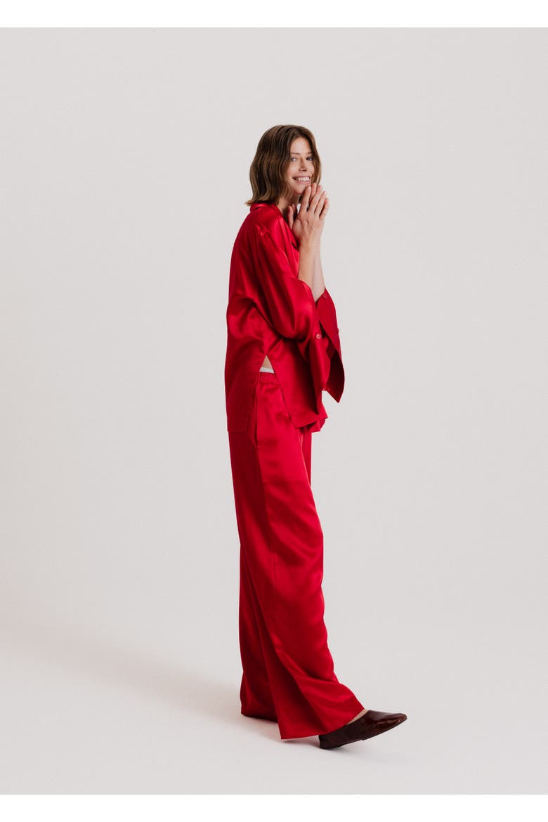 Silk Wide Leg Pants, Alternate, color, Red