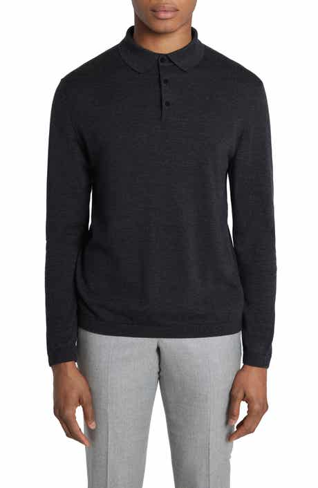Redfern Long Sleeve Wool Blend Polo Sweater