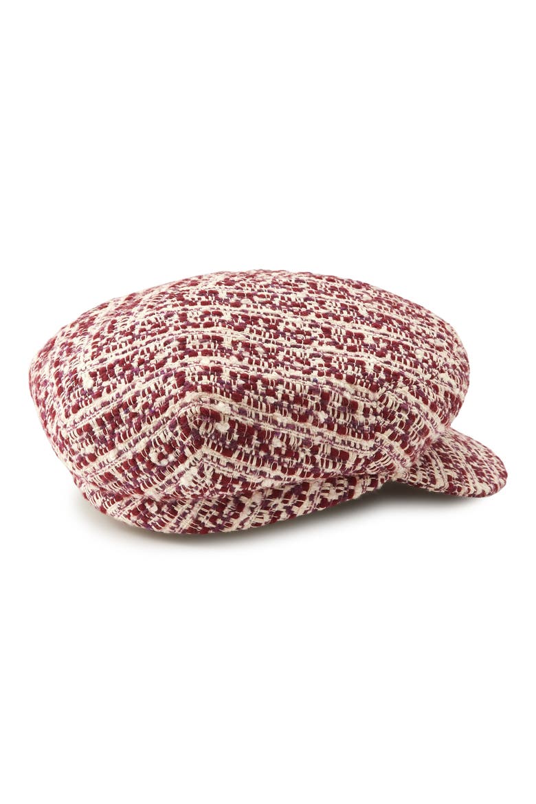 Rikki Tweed Skipper Cap, Alternate, color, CRANBERRY