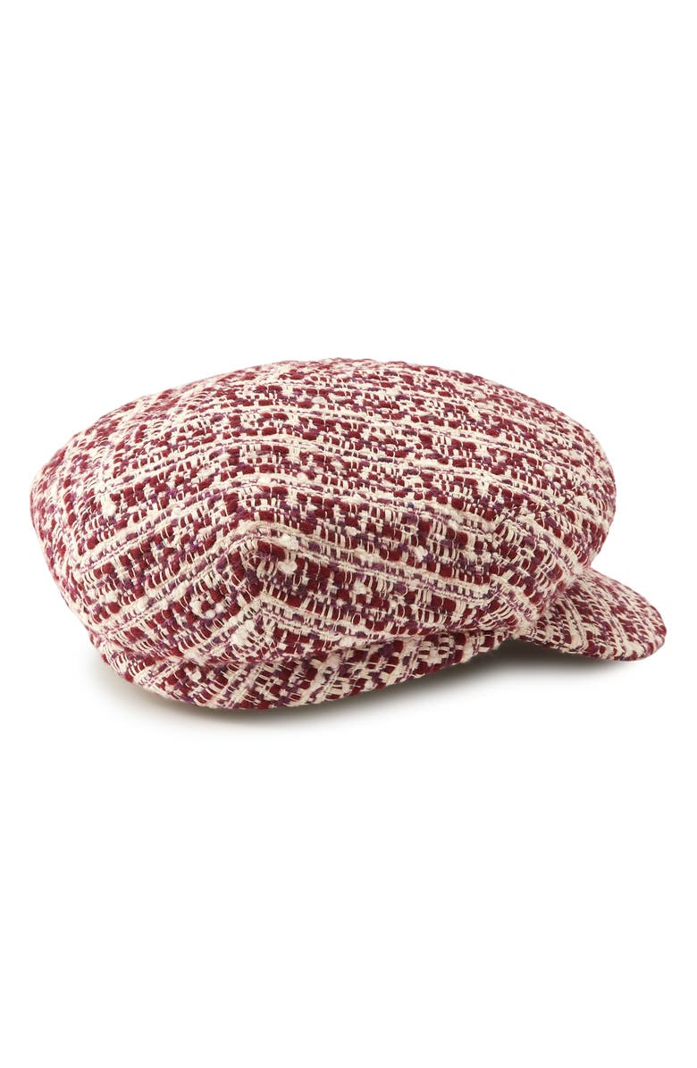 Helen Kaminski Rikki Tweed Skipper Cap, Alternate, color, Cranberry