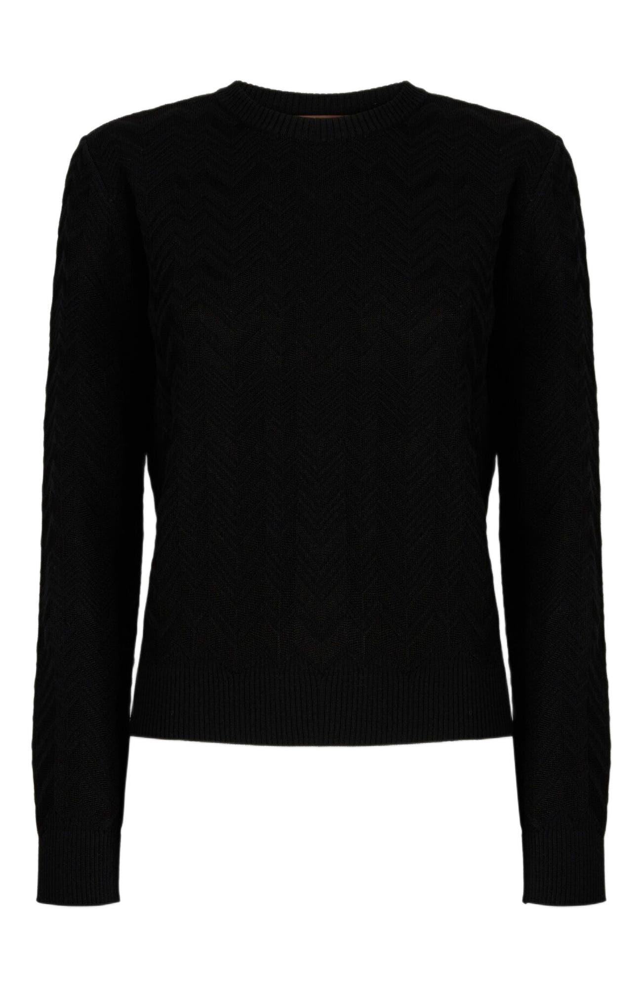 Crew Neck Sweater With Chevron Pattern - image 2