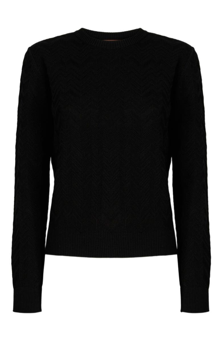 Missoni Crew Neck Sweater With Chevron Pattern, Alternate, color, Black
