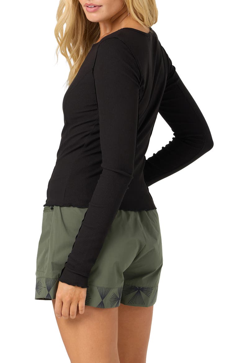 Raina Long Sleeve Rib T-Shirt, Alternate, color, BLACK