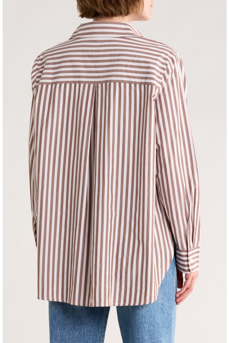 Stripe Relaxed Popover Shirt, Alternate, color, CHOCOLATE BROWN / ECRU