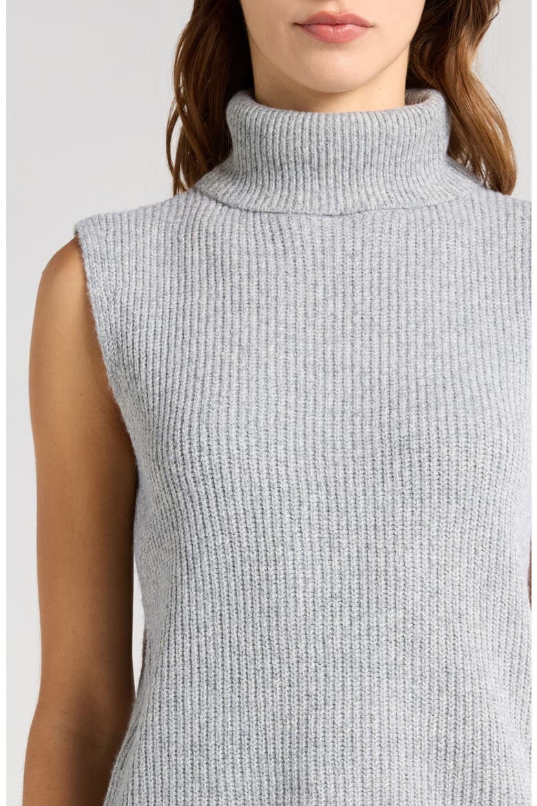 Faye Sleeveless Turtleneck Sweater, Alternate, color, HEATHER GREY