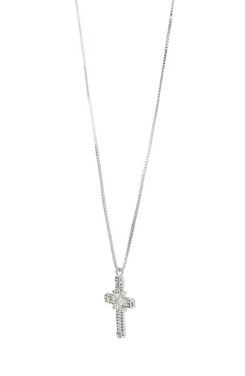 Danecraft Cross Pendant Necklace & Cubic Zirconia Stud Earrings Set In Silver