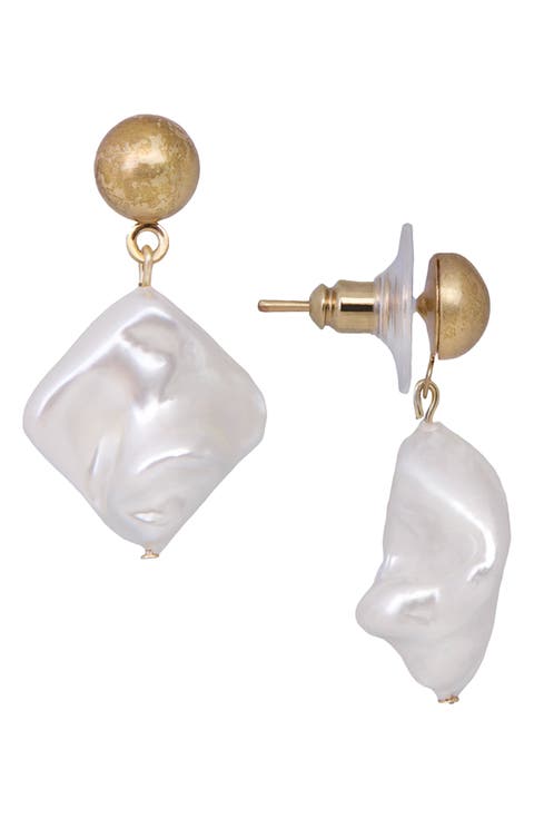 Faux Pearl Dangle Earrings